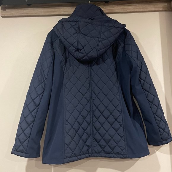 Navy Blue Quilted Coat - Picture 3 of 3